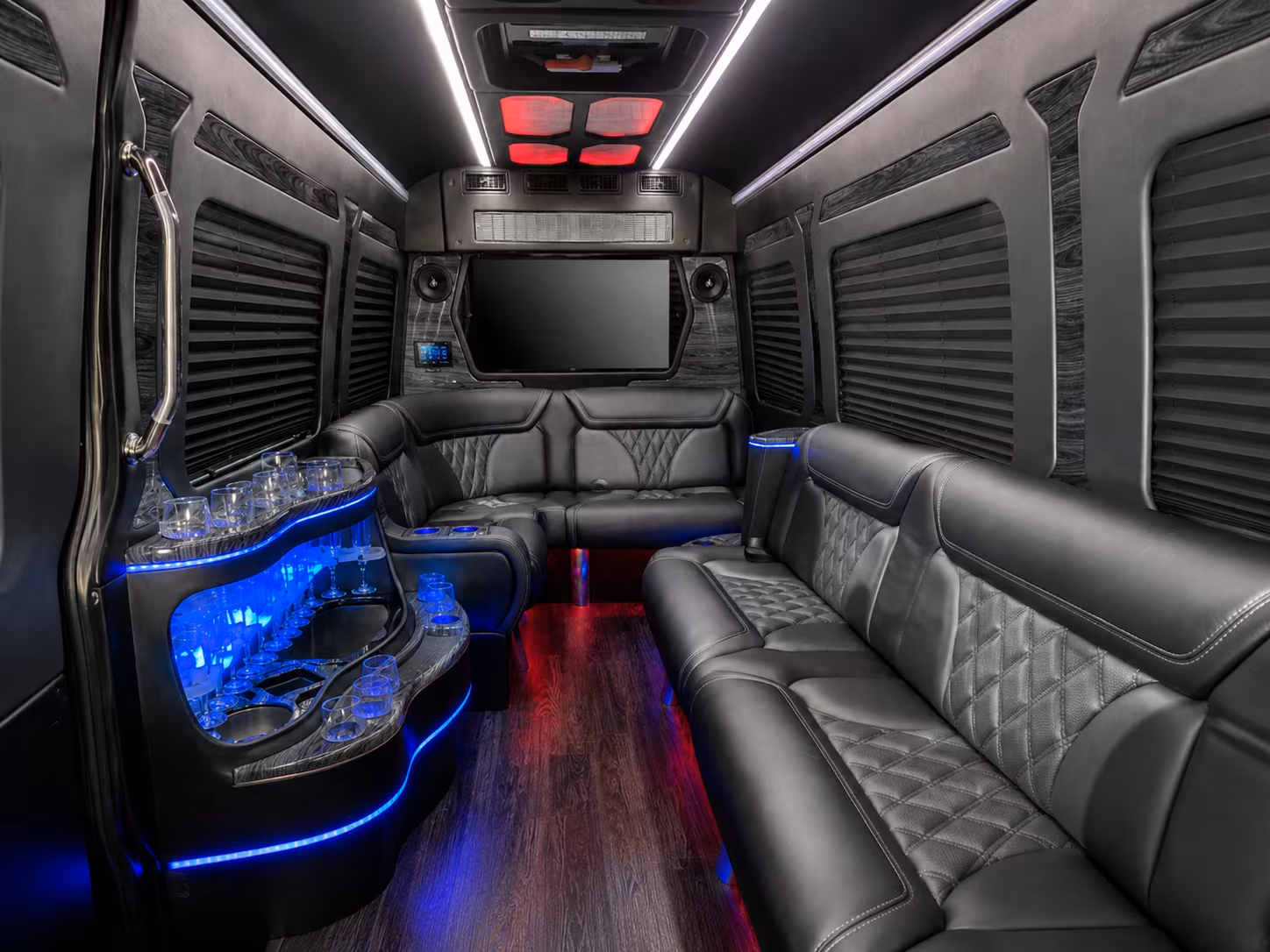 escondido 28 passenger party bus interior